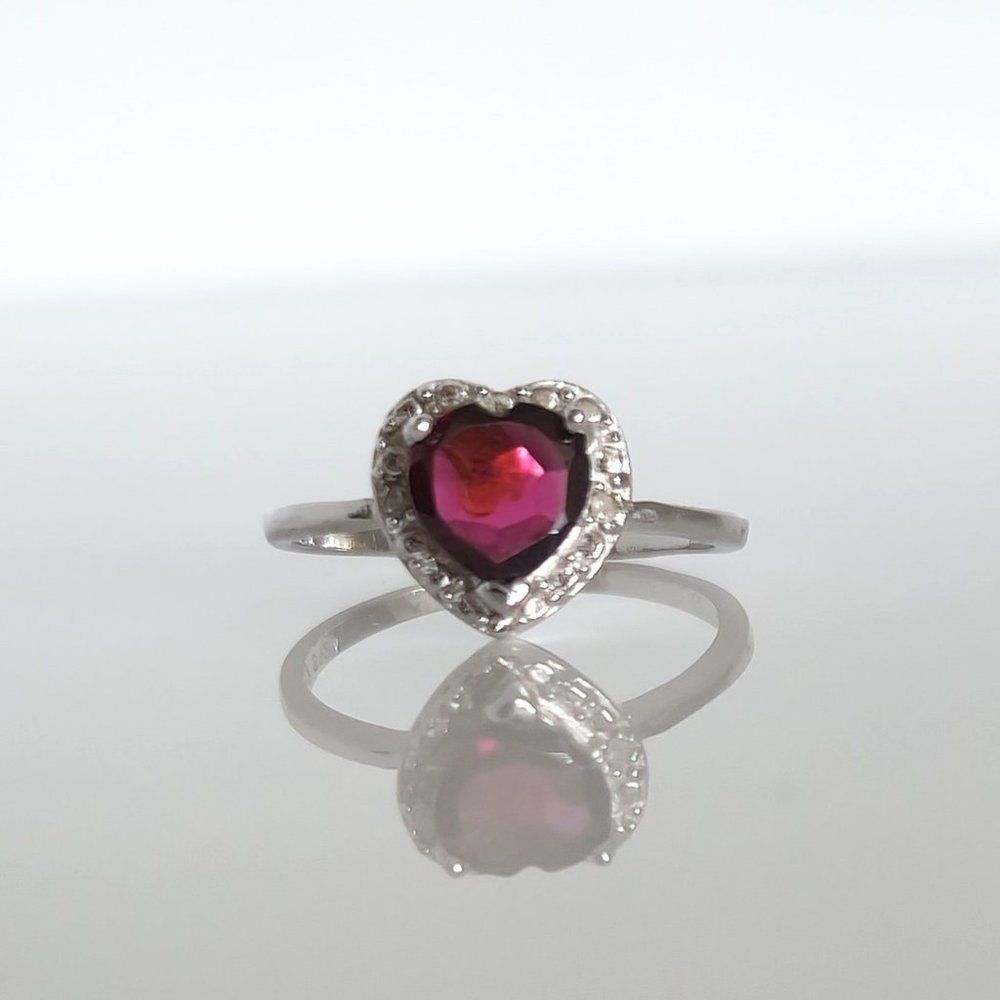 Garnet Heart Ring Size 7